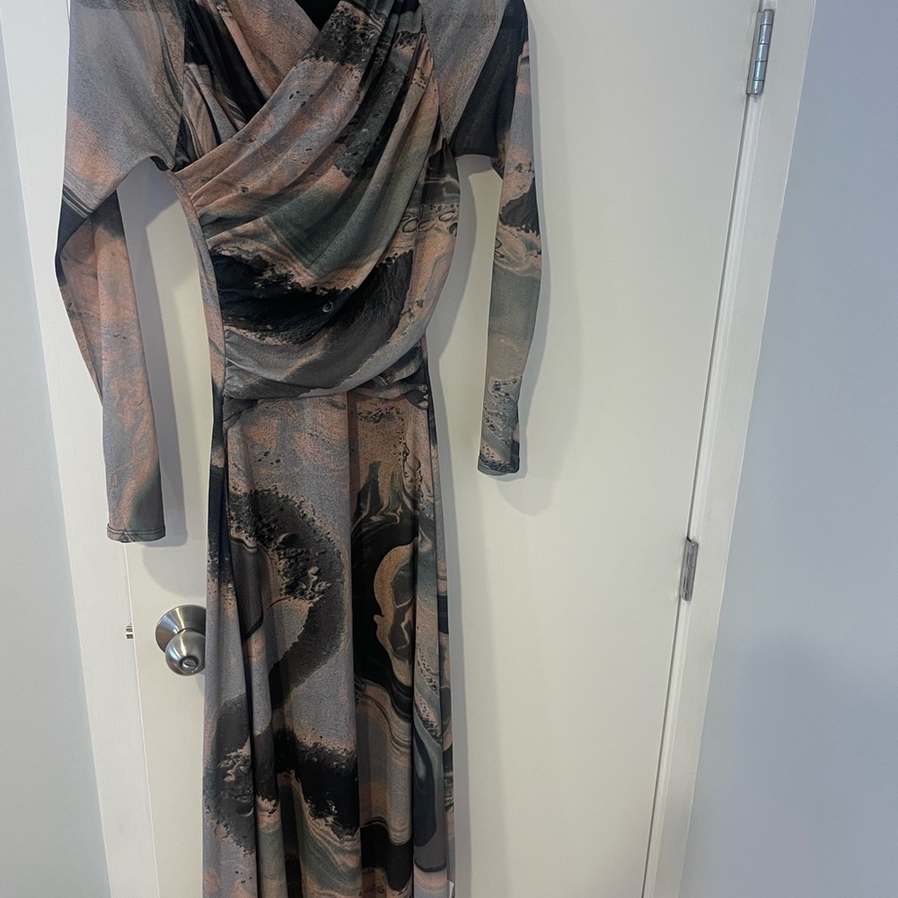 Elegant Multicolor Long Sleeve Dress